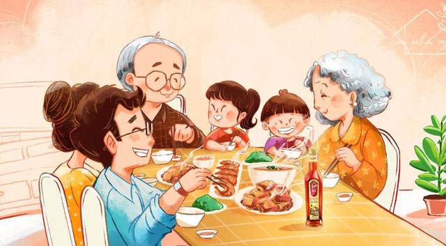 Vẽ chủ đề gia đình anime hạnh phúc